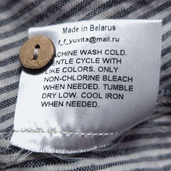 Yuvita Women’s Dress Artisanal Boho Striped Sleeveless Linen Button Front Sz XL - Picture 8 of 9